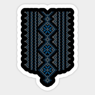 Palestinian Jordanian Realistic Embroidery Pattern #15 - Palestine Traditional Tatreez Cross Stitching Art Blue-White Sticker